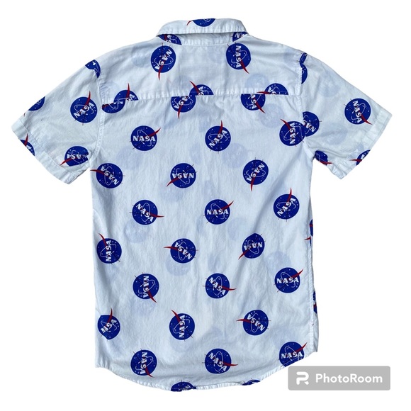 Chemistry NASA Shirt Mens All Over Print White Short Sleeve Button Up Size Small - Picture 2 of 6